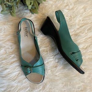 Hotter Kiwi turquoise leather slingback sandals